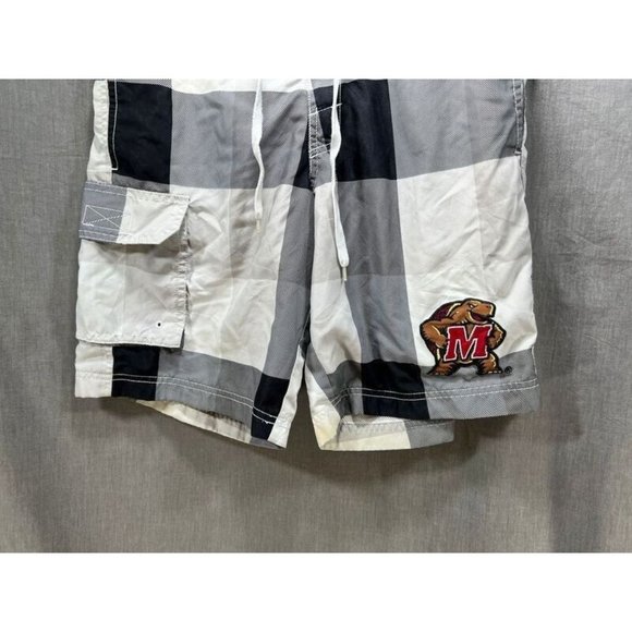 Maryland Terps Swim Shorts Mens Small White Drawstrings Plaid Trunks Men. - Picture 3 of 10